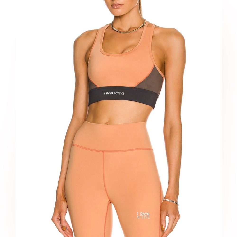 7 DAYS ACTIVE || SV Sports Bra in Toast Brown & Multi - SZ Small *NWOT*